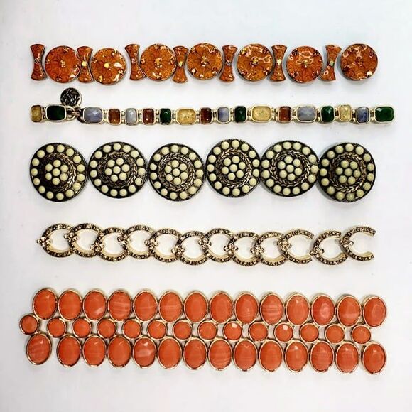 Vintage Stretch Bracelet Jewelry Making Supplies Set of 5 DIY Crafting - Picture 7 of 10